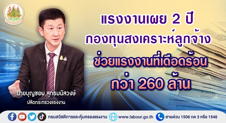 ข่าวราชการ, รัฐวิสาหกิจ - แรงงานเผย 2 ปี กองทุนสงเคราะห์ลูกจ้าง ช่วยแรงงานที่เดือดร้อนกว่า 260 ล้าน