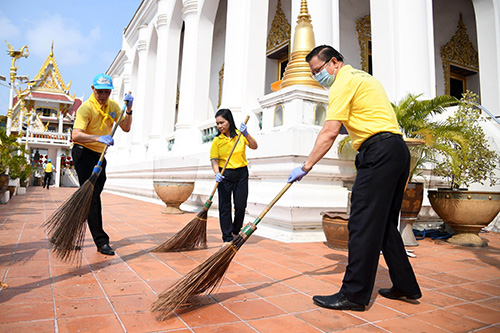 ข่าวกิจกรรม - กรมพลศึกษาจัดกิจกรรมจิตอาสาบำเพ็ญสาธารณประโยชน์เนื่องในวันข้าราชการพลเรือน และพิธีทำบุญถวายภัตตาหารเพลแด่พระภิกษุสงฆ์ เนื่องในวันสงกรานต์