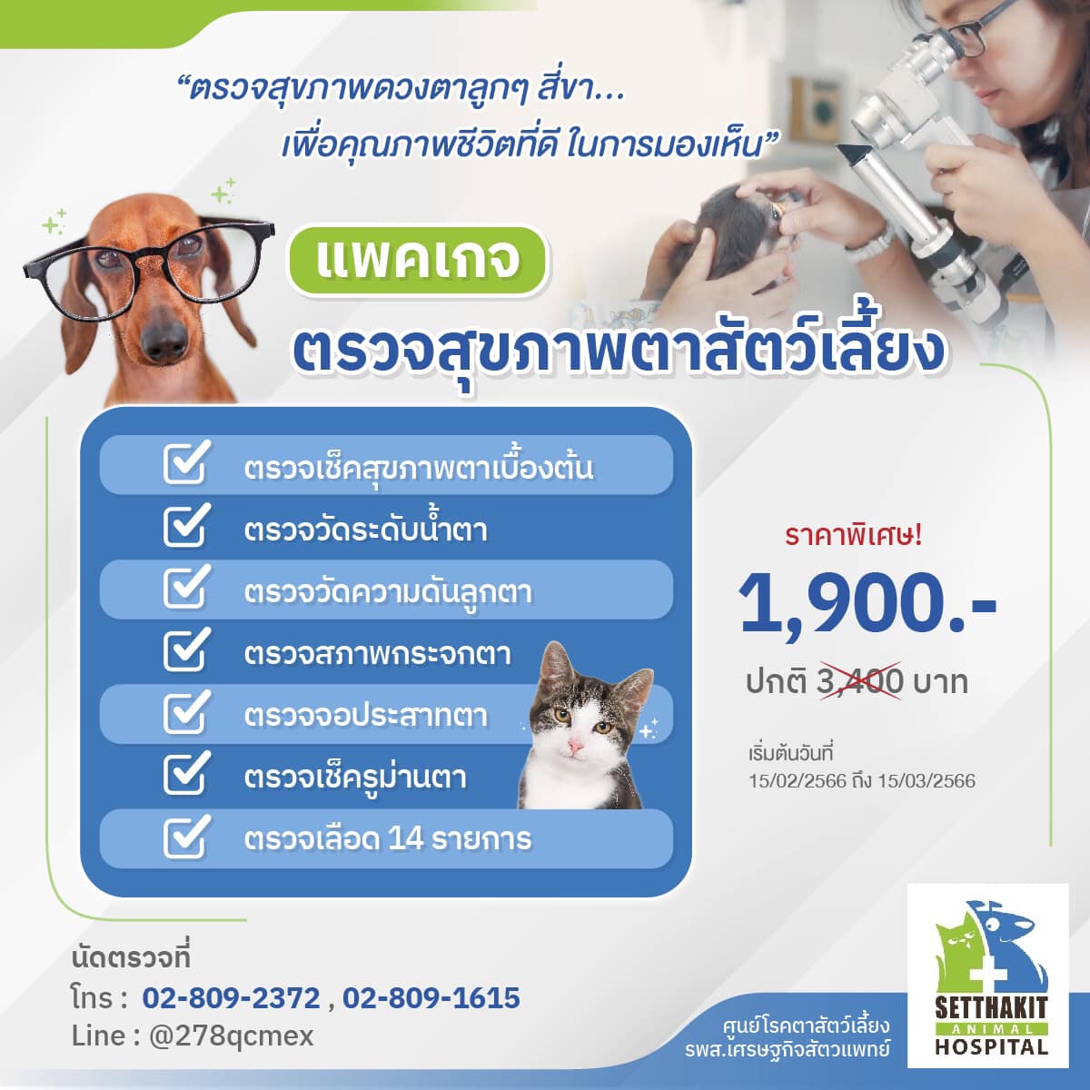 ข่าวสัตว์เลี้ยง - ตรวจสุขภาพดวงตาลูกๆสี่ขา - รพส.เศรษฐกิจสัตวแพทย์