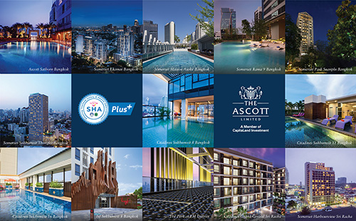 ASCOTT PROPERTIES IN THAILAND SUCCESSFULLY RECEIVED AMAZING THAILAND SAFETY AND HEALTH ADMINISTRATION PLUS (SHA+) STATUS