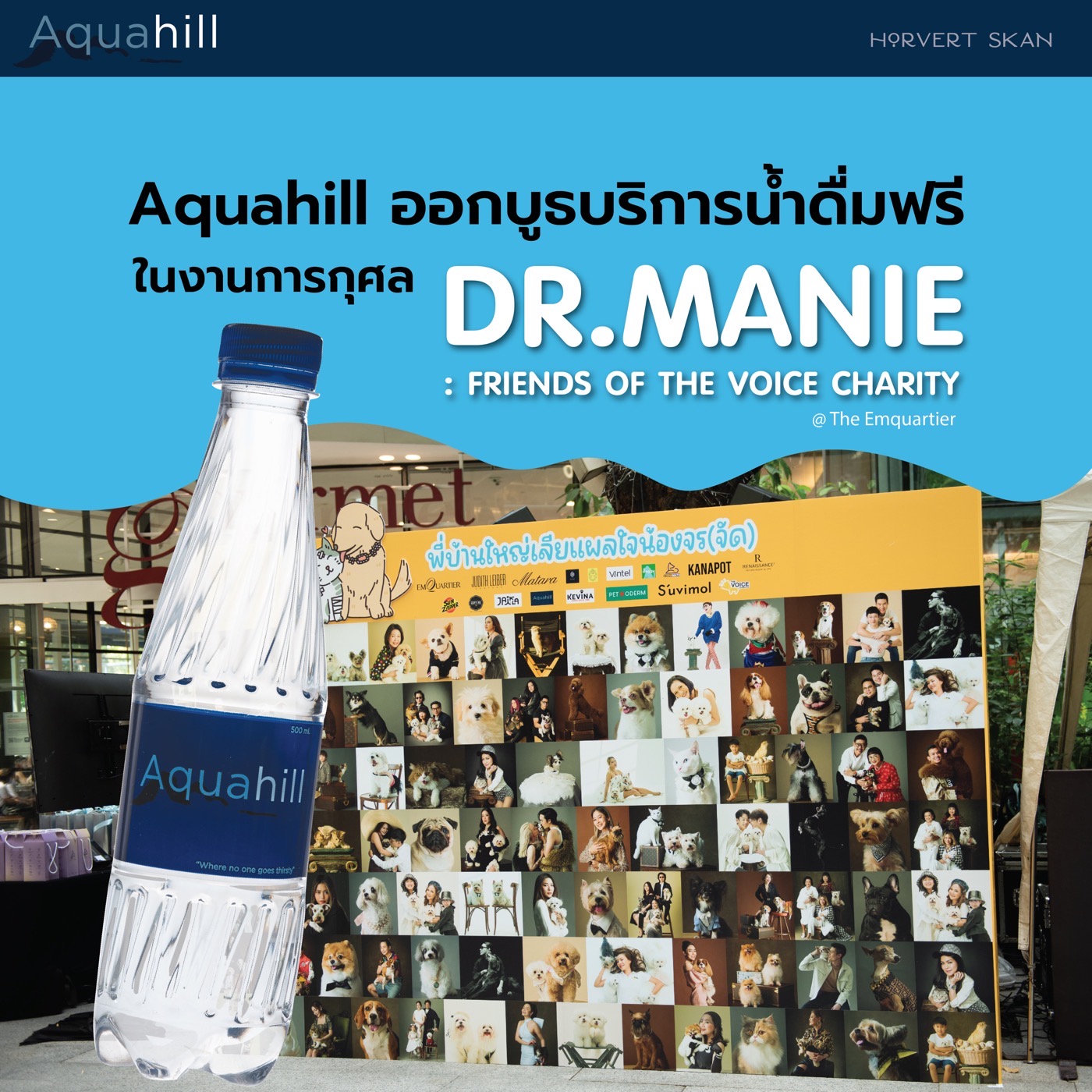 ข่าวกิจกรรม - Aquahill ร่วมออกบูธบริการน้ำดื่มในงาน DR.MANIE : FRIENDS OF THE VOICE CHARITY