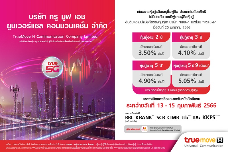 ข่าวไอที -  กลุ่มทรู เตรียมออกหุ้นกู้ TUC 4 ชุดใหม่ อัตราดอกเบี้ย 3.50-5.05% ต่อปี