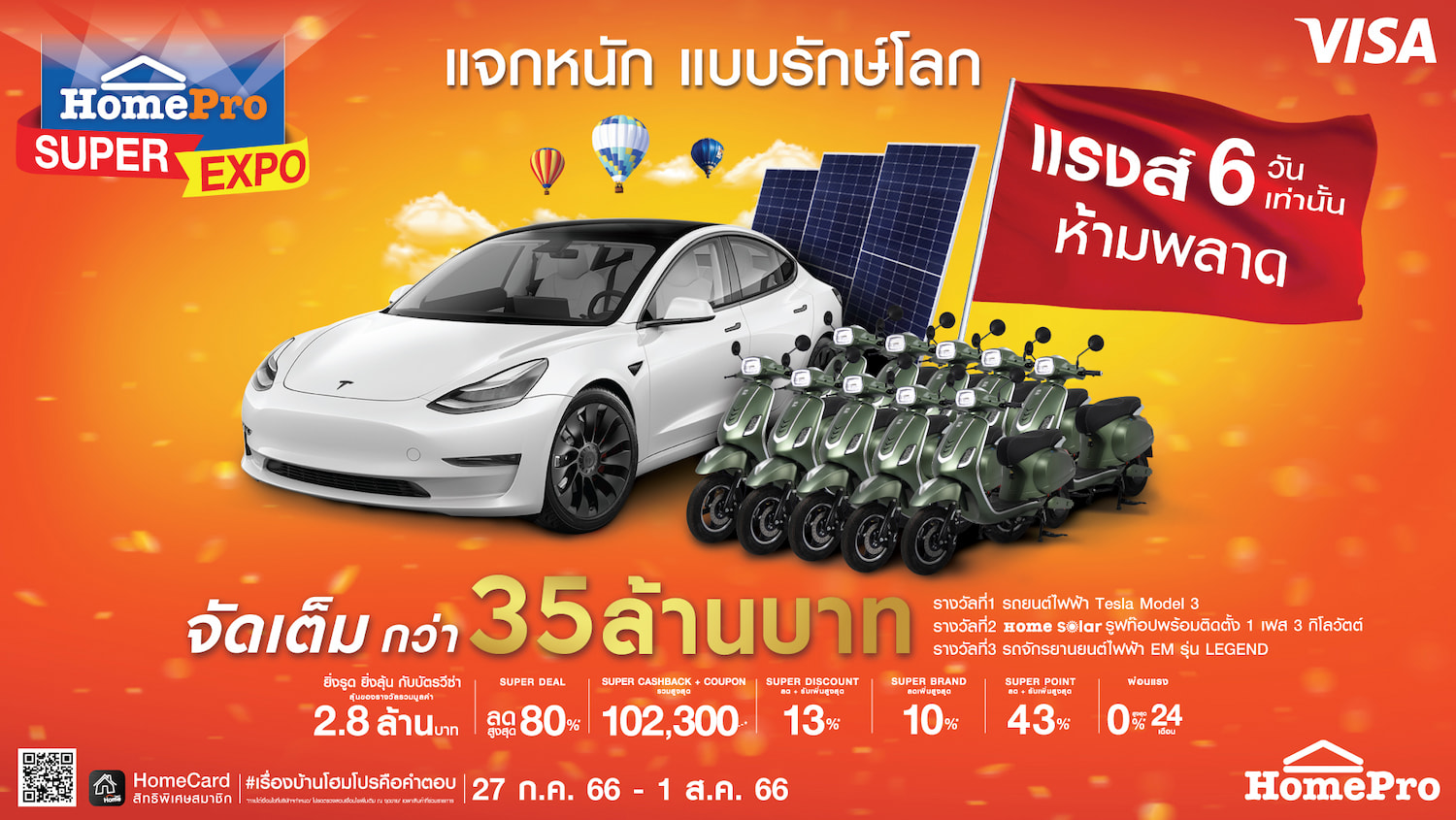 งานอีเว้นท์ - HomePro SUPER EXPO #แรงส์ห้ามพลาด แจกหนักแบบรักษ์โลก ลุ้นรางวัลกว่า 35 ล้านบาท เริ่ม 27 ก.ค. 66 นี้